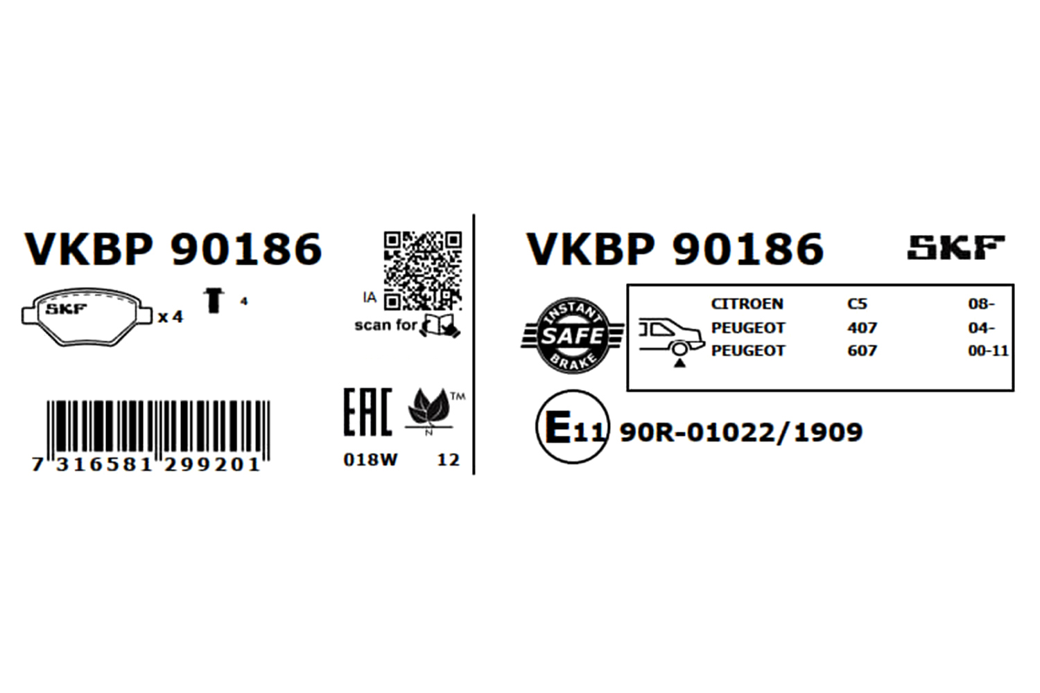 Placute frana SKF VKBP90186